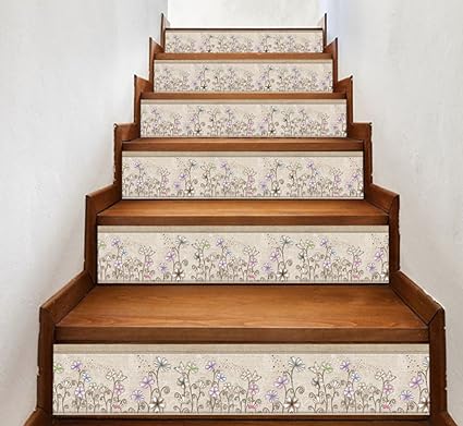 STAIR STICKERS- PURPLE FLOWERS